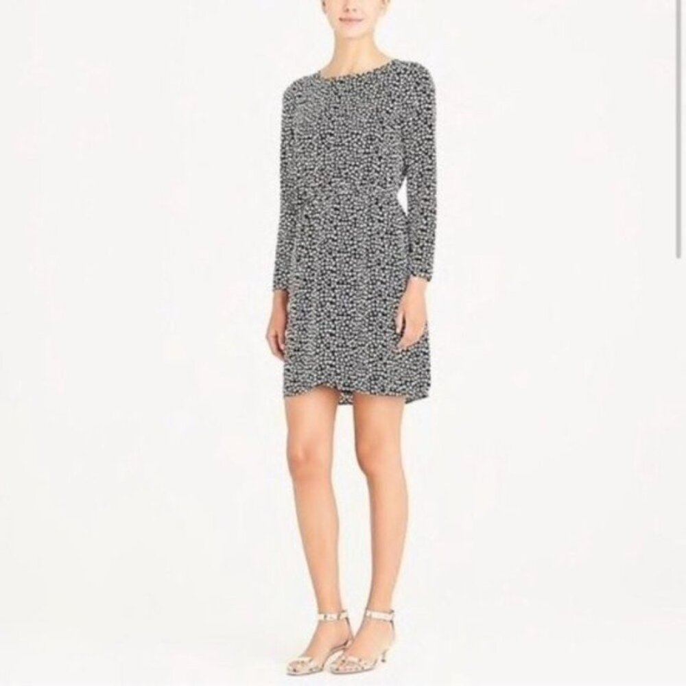 J Crew Factory Heart Patterned Dress Long Sleeve Black White